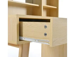 ModernLuxe Kaptafels-Kaptafel Met Spiegel - 4 Open Vakken En 4 Grote Lades - Naturel (Kruk Niet Inbegrepen)