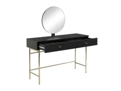 PASCAL MORABITO Kaptafels-Kaptafel Met Spiegel En 2 Lades - Mdf En Staal - Zwart En Goud - Milavia Van