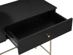 PASCAL MORABITO Kaptafels-Kaptafel Met Spiegel En 2 Lades - Mdf En Staal - Zwart En Goud - Milavia Van