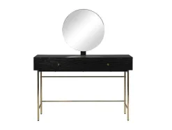 PASCAL MORABITO Kaptafels-Kaptafel Met Spiegel En 2 Lades - Mdf En Staal - Zwart En Goud - Milavia Van