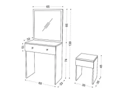 Vente-unique Kaptafels-Kaptafel Met Spiegel En Kruk - 1 Lade - Wit - Abonia