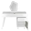 ModernLuxe Kaptafels-Kaptafel Met Spiegel En Led-Verlichting - 2 Lades En Een Uitneembare Kast - Wit (Kruk Niet Inbegrepen)