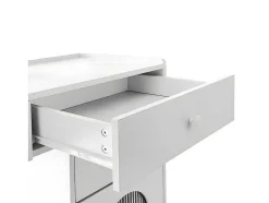 ModernLuxe Kaptafels-Kaptafel Met Spiegel En Led-Verlichting - 2 Lades En Een Uitneembare Kast - Wit (Kruk Niet Inbegrepen)
