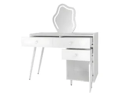 ModernLuxe Kaptafels-Kaptafel Met Spiegel En Led-Verlichting - 2 Lades En Een Uitneembare Kast - Wit (Kruk Niet Inbegrepen)