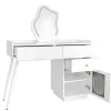 ModernLuxe Kaptafels-Kaptafel Met Spiegel En Led-Verlichting - 2 Lades En Een Uitneembare Kast - Wit (Kruk Niet Inbegrepen)