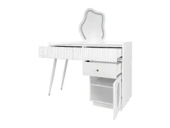 ModernLuxe Kaptafels-Kaptafel Met Spiegel En Led-Verlichting - 2 Lades En Een Uitneembare Kast - Wit (Kruk Niet Inbegrepen)