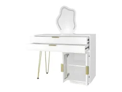 ModernLuxe Kaptafels-Kaptafel Met Spiegel En Led-Verlichting - 2 Lades En Een Uitneembare Kast - Wit (Kruk Niet Inbegrepen)