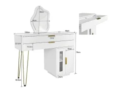ModernLuxe Kaptafels-Kaptafel Met Spiegel En Led-Verlichting - 2 Lades En Een Uitneembare Kast - Wit (Kruk Niet Inbegrepen)