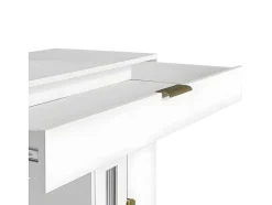 ModernLuxe Kaptafels-Kaptafel Met Spiegel En Led-Verlichting - 2 Lades En Een Uitneembare Kast - Wit (Kruk Niet Inbegrepen)