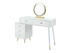 ModernLuxe Kaptafels-Kaptafel Met Spiegel En Led-Verlichting - 2 Lades En Een Uitneembare Kast - Wit (Kruk Niet Inbegrepen)