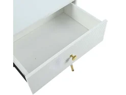 ModernLuxe Kaptafels-Kaptafel Met Spiegel En Led-Verlichting - 2 Lades En Een Uitneembare Kast - Wit (Kruk Niet Inbegrepen)