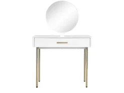 PASCAL MORABITO Kaptafels-Kaptafel Met Spiegel En Lade - Mdf En Metaal - Wit Gelakt En Goudkleurig - Vonali Van
