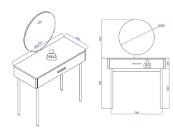 PASCAL MORABITO Kaptafels-Kaptafel Met Spiegel En Lade - Mdf En Metaal - Wit Gelakt En Goudkleurig - Vonali Van