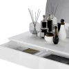 Vente-unique Kaptafels-Kaptafel Met Spiegel En Ledverlichting - 2 Lades - Glanzend Wit - Jineza