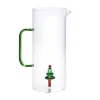 OZAIA Tafelservies-Karaf Met Kerstboom In Glas - Transparant En Groen - O14,5 X H24 - Mannie
