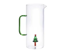 OZAIA Tafelservies-Karaf Met Kerstboom In Glas - Transparant En Groen - O14,5 X H24 - Mannie