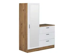 Vente-unique Ladekast-Kast Met 3 Lades En Element Met Spiegel - Wit En Houtlook - Vitorio