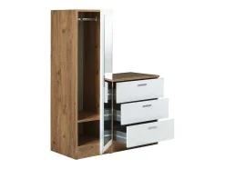 Vente-unique Ladekast-Kast Met 3 Lades En Element Met Spiegel - Wit En Houtlook - Vitorio