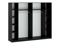 Vente-unique Kledingkast-Kast Met 2 Schuifdeuren - Met Spiegel - L244 Cm - Zwart - Nimela