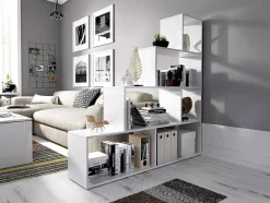 Vente-unique Boekenkast & Vitrine-Kast Raja - 6 Niveaus - Kleur: Wit