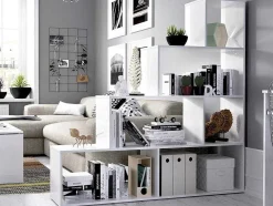 Vente-unique Boekenkast & Vitrine-Kast Raja - 6 Niveaus - Kleur: Wit