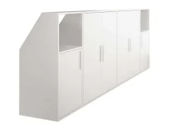 Vente-unique Kleine Opberger En Slaapkameraccessoire-Kast Voor Onder Schuin Dak Met 6 Deuren En 2 Nissen - Wit - Adezio