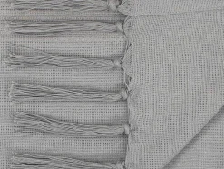OZAIA Beddengoed-Katoenen Sprei Met Franjes - 230 X 250 Cm - Grijs - Segna