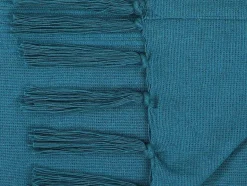 OZAIA Beddengoed-Katoenen Sprei Met Franjes - 230 X 250 Cm - Blauw - Segna