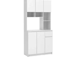 Vente-unique Keukenmeubel-Keukenbuffet Met 6 Deuren, 1 Lade En 5 Nissen - Wit - Nizali