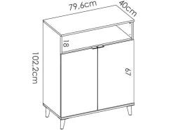 Vente-unique Keukenmeubel-Keukenbuffet Wajdi - 2 Deuren En 1 Nis - Wit En Eiken