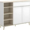 Vente-unique Keukenmeubel-Keukenbuffet Wajdi - 2 Deuren, 1 Lade En 4 Nissen - Wit En Eiken