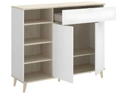 Vente-unique Keukenmeubel-Keukenbuffet Wajdi - 2 Deuren, 1 Lade En 4 Nissen - Wit En Eiken