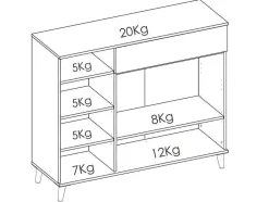 Vente-unique Keukenmeubel-Keukenbuffet Wajdi - 2 Deuren, 1 Lade En 4 Nissen - Wit En Eiken