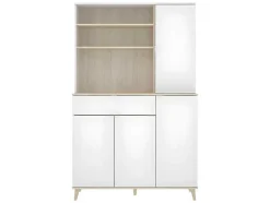Vente-unique Keukenmeubel-Keukenbuffet Wajdi - 4 Deuren, 1 Lade En 3 Nissen - Wit En Eiken