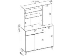 Vente-unique Keukenmeubel-Keukenbuffet Wajdi - 4 Deuren, 1 Lade En 3 Nissen - Wit En Eiken
