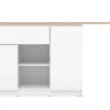 Vente-unique Keukeneiland-Keukeneiland Met 2 Deuren, 1 Lade En 2 Nissen - Wit En Licht Naturel - Tunori