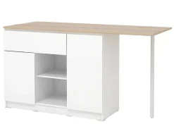 Vente-unique Keukeneiland-Keukeneiland Met 2 Deuren, 1 Lade En 2 Nissen - Wit En Licht Naturel - Tunori