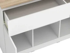 Vente-unique Keukeneiland-Keukeneiland Met 2 Deuren, 1 Lade En 2 Nissen - Wit En Licht Naturel - Tunori