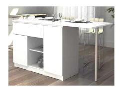 Vente-unique Keukeneiland-Keukeneiland Met 2 Deuren, 1 Lade En 2 Nissen - Wit - Tunori