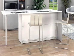 Vente-unique Keukeneiland-Keukeneiland Met 2 Deuren, 1 Lade En 2 Nissen - Wit - Tunori