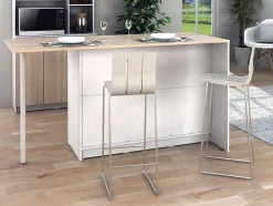 Vente-unique Keukeneiland-Keukeneiland Met 2 Deuren, 1 Lade En 2 Nissen - Wit - Tunori
