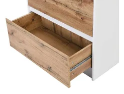 Vente-unique Keukenmeubel-Keukeneiland Met 3 Lades En 8 Nissen Van Mdf - Licht Naturel En Wit - Palestrina