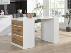 Vente-unique Keukenmeubel-Keukeneiland Met 3 Lades En 8 Nissen Van Mdf - Licht Naturel En Wit - Palestrina