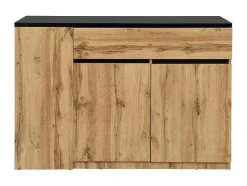Vente-unique Keukenmeubel-Keukeneiland Met Opbergruimte - Zwart En Naturel - Meili