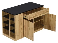 Vente-unique Keukenmeubel-Keukeneiland Met Opbergruimte - Zwart En Naturel - Meili