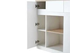 Vente-unique Keukenmeubel-Keukeneiland Met Opbergruimte Van Mdf - Wit En Naturel - Belaza