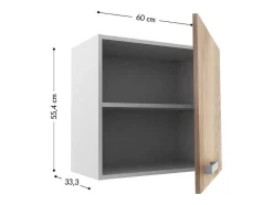 Vente-unique Keukenmeubel-Keukenkast Trattoria - 1 Laag Meubel En 1 Hoog Meubel - Eiken En Wit