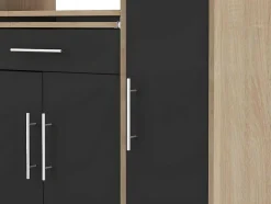 Vente-unique Keukenmeubel-Keukenmeubel Mady - 5 Kasten En 1 Lade - Zwart & Eiken