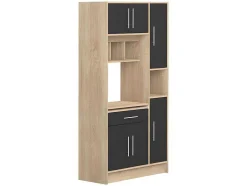 Vente-unique Keukenmeubel-Keukenmeubel Mady - 5 Kasten En 1 Lade - Zwart & Eiken