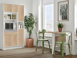 Vente-unique Keukenmeubel-Keukenmeubel Mady - 5 Kasten & 1 Lade - Wit En Eiken